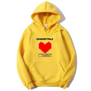 Sweat-shirt à capuche jaune Undertale avec imprimé cœur pixelisé, unisexe, décontracté, en coton, coupe classique, pour l'automne - Product Image 1