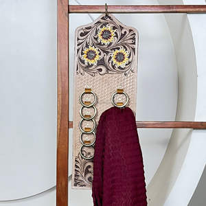 ที่แขวนผ้าพันคอหนังวัวแท้ทำมือแบบขายส่ง พร้อมห่วงหลายวงสำหรับจัดระเบียบตู้เสื้อผ้า แขวนตกแต่ง ทนทาน - Product Image 4