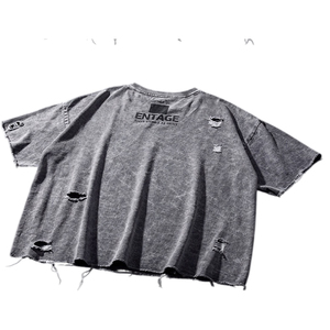 T-shirt personnalisé effet vieilli pour hommes et femmes, 100 % coton, col rond, manches courtes, t-shirts unisexes effet vieilli, haut personnalisé effet vieilli - Product Image 2