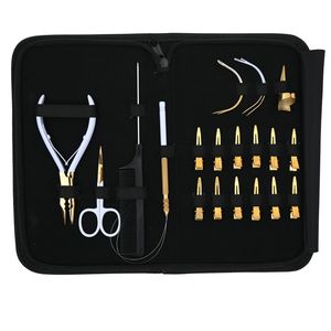 Professional Microlinks Hair Extension Tools Kit 3-Hole Micro Ring Crimping Plier Wire Loop Tool Weft <b>Sew</b>-In Needle Rexine <b>Case</b> - Product Image 6