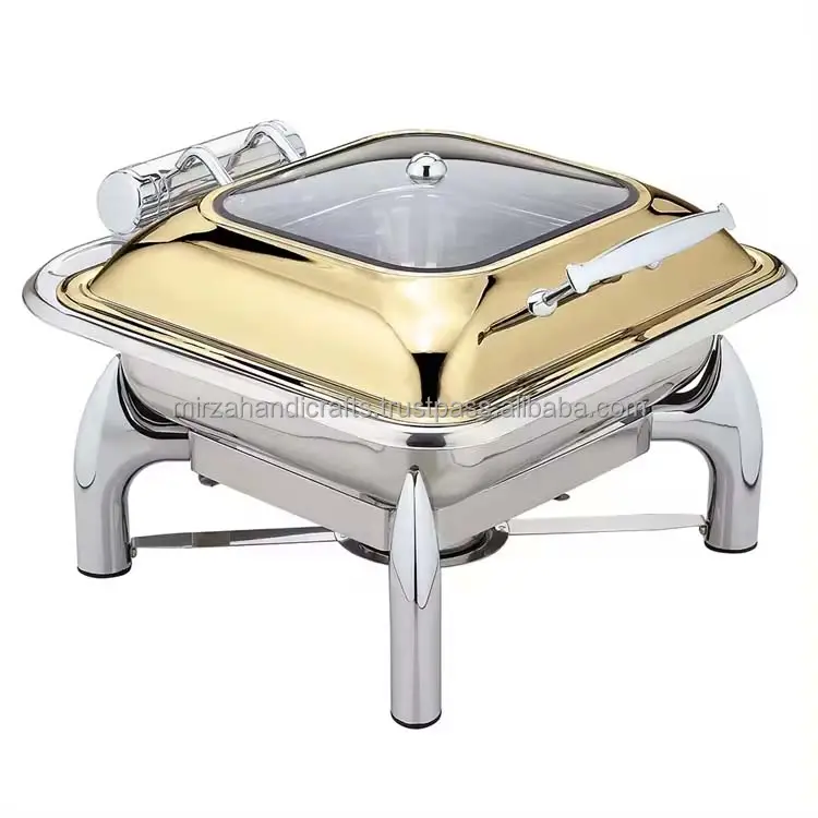 Buffet Equipment List Luxury Kitchen Deluxe Hotel Cheffing Dishing Buffet Utensils Food Warmer Copper Gold Chafing Dish