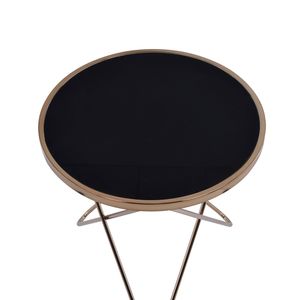 Table basse ronde finition champagne avec plateau en verre noir - Product Image 4