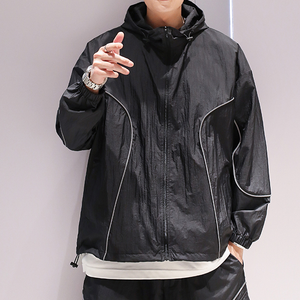 Custom Logo Winter 2-Piece Sports Zip-Up <b>Hoodie</b> & Casual Shorts Set Polyester/Nylon <b>Lightweight</b> Breathable Reflective Printing - Product Image 4