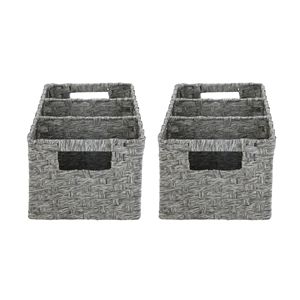 Ensemble de paniers de rangement en rotin tressé à la main à 3 compartiments avec poignées, lot de 2 taille XL pour l'organisation de la vaisselle - Product Image 3