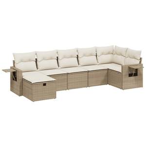 Conjunto de Sofás Modulares Grandes de Ratán Sintético Beige para Jardín, Muebles de Jardín Modulares Cómodos - Product Image 2