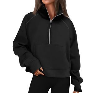 <b>Women</b> Half <b>Zip</b> <b>Sweatshirts</b> Custom Cotton Fleece <b>Quarter</b> Zipper Pullover Loose Fit Athleisure <b>Sweatshirt</b> - Product Image 1
