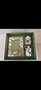 Handcrafted Silver Lotus Cutwork Photo <b>Frame</b> and Dual Jar Luxury Gift Set Premium Artisanal Silver Finish Metal Picture <b>Frame</b> - Product Image 2