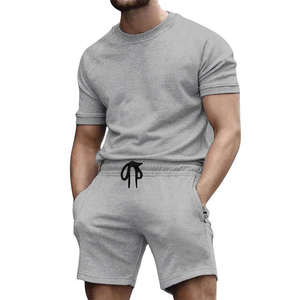 Ensemble 2 pièces pour homme, été, t-shirts et shorts, 100% coton, imprimé, respirant - Product Image 3