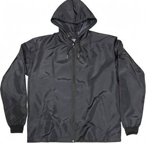 Chaqueta Cortavientos Unisex Negra con Capucha y Cierre, Parka Ligera Deportiva, Anorak Informal para Primavera, Color Sólido - Product Image 1