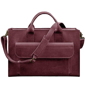 Porte-documents en cuir pour ordinateur portable, sac à bandoulière classique, protection pour usage professionnel, couleur bordeaux - Product Image 1