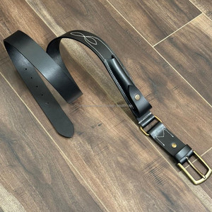 Custom Handmade <b>Boot</b> Stitch Full Grain Leather Hobble Belt with Knife Pouch Adjustable Restraint Bondage Belt for Outdoor Use - Product Image 5