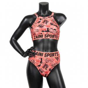 Conjunto de Bikini Premium para Mujer, Poliéster y Spandex, Estampado Gráfico de Coral, Paneles Cosidos, Cintura con Logotipo Personalizado - Product Image 6