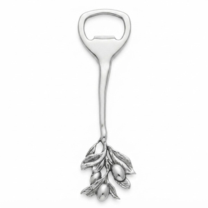 Ouvre-bouteille en métal en alliage de zinc avec logo personnalisé, branche d'olivier, argenté, vintage, accessoires de bar à vin, souvenirs, cadeaux de mariage - Product Image 1