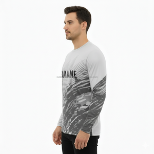 T-shirt décontracté pour homme surdimensionné de haute qualité, manches longues, épaules tombantes, motif, 100% coton, respirant, séchage rapide, col rond - Product Image 5