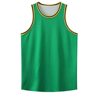Maillot de basket sans manches jaune unisexe, personnalisable avec logo, en maille respirante, polyester, coupe classique, pour tous - Product Image 6
