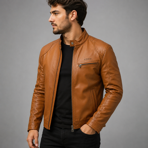 Sportwear 2026 New Arrivals Men's Casual Stand Collar Breathable Crocheted Quilted Winter Leather <b>Biker</b> <b>Jackets</b> wholesale - Product Image 5