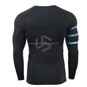 เสื้อรัดกล้ามเนื้อสำหรับกีฬายิวยิตสูแบบสั่งทำพิเศษ แขนยาว พิมพ์ลายโลโก้กีฬาโต้คลื่น MMA BJJ ออกแบบเสื้อรัดกล้ามเนื้อของคุณเองได้ - Product Image 6