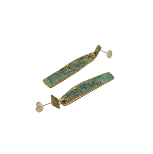 Boucles d'oreilles de festival de printemps 2018, longues, géométriques, colorées, effet patine, style marocain et indien du Rajasthan - Product Image 3