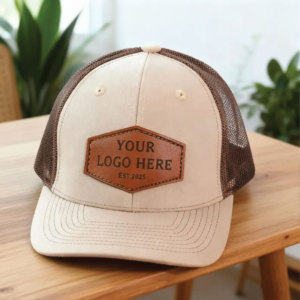 Casquette Trucker en Coton Sergé avec Patch en Cuir et Dos en Maille, Personnalisable OEM, Vente en Gros, Fabricant de Marques Privées pour l'Extérieur - Product Image 3