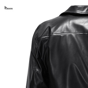 Relevo Industries Men's Black PU Leather Moto <b>Jacket</b> Slim Fit Turn-down Collar <b>Zipper</b> Closure Autumn Wear Leather <b>Jacket</b> For Man - Product Image 6