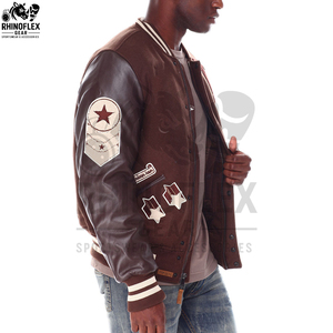 Custom Leather Sleeves Chenille Embroidery Baseball Letterman Varsity <b>Jackets</b> Plus Size Letterman Wool Varsity <b>Jackets</b> For <b>Men</b> - Product Image 3