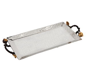 Bandeja Decorativa para Hotel en Oferta, con Asas Esculpidas en Metal Martillado con Forma de Granadas, Pieza Auténtica Personalizada - Product Image 1