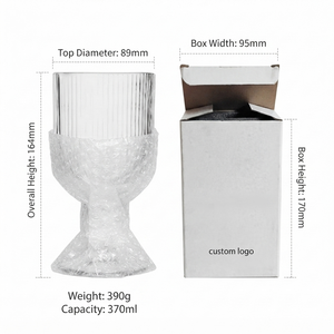 Vertical Ribbed Glass Goblet Elegant Wine Drinking Glass for Home Hotel Wedding Restaurant Use 0.4L Capacity Wholesale - Product Image 5