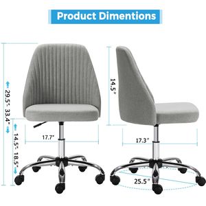 Vanity <b>Chair</b> Armless Swivel <b>Desk</b> <b>Chair</b> with Wheels Adjustable Fabric <b>Makeup</b> <b>Chair</b> for Home Office - Product Image 2