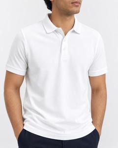 Polo en piqué blanc uni à manches courtes pour homme, décontracté, respirant, en coton tricoté, coupe classique - Product Image 6