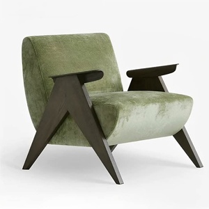 Midcentury Modern Bedroom <b>Chair</b> Tufted upholstered armchair Hand Made Wooden Frame Living Room Bedroom <b>Chair</b> For Home Villa - Product Image 2