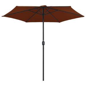 Grand Parasol de Jardin Pliable en Aluminium et Polyester Terracotta avec Base - Product Image 3