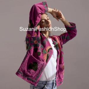 Veste en velours Suzani unisexe de haute qualité, broderie florale, manches longues, style hiver, design pull-over, vente en gros - Product Image 2