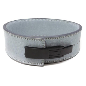 New Wholesale Strong Heavy Duty Non-Slip Grey Cowhide Leather Unisex Lever <b>Belt</b> Gym Weight Lifting Powerlifting Customizable - Product Image 1