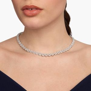 Diamond Disk Cluster Eternity <b>Necklace</b> In White Gold - Product Image 2