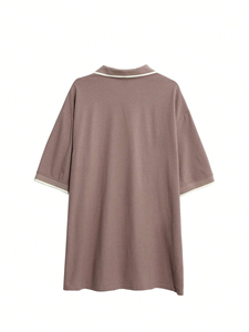 เสื้อโปโลผู้หญิงทรงหลวม แขนสามส่วน ผ้าฝ้าย 100% ปักลาย สีพื้น สวมใส่สบายๆ สำหรับฤดูใบไม้ผลิและฤดูร้อน - Product Image 2