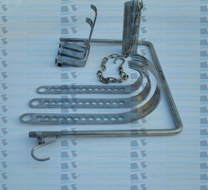 Rétracteur auto-serrant Charnley Btech Enterprises Modèle BE-8040 avec 6 lames et chaîne lestée pour arthroplastie de la hanche, certifié CE - Product Image 3