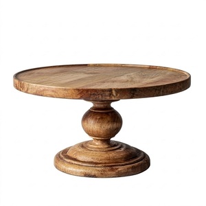 Support à gâteau finition noyer sur base côtelée en bois de mangue – Idéal pour présenter cupcakes, pâtisseries, gâteaux et biscuits - Product Image 3