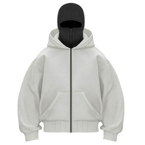 Sudadera con Capucha Balaclava Personalizada 2026 de 430 Gramos para Hombre, Alta Calidad, 100% Algodón, Invierno, Estilo Urbano, Estampada o Lisa, Tipo Ninja - Product Image 3