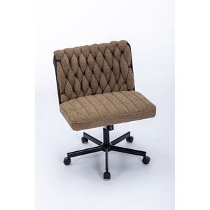 Modern Armless <b>Desk</b> Chair with Criss Cross Leg Wide Seat Home Office Work Meditation Wheels Included for Office Environment - Product Image 1