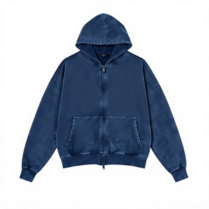 Sudadera con capucha de cuello alto informal de otoño para mujer, sudadera con capucha extragrande para hombre, sudadera con capucha con cremallera completa y logotipo personalizado al por mayor - Product Image 5