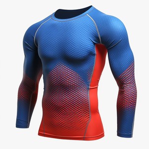 Men's 100% Polyester Compression Shirts <b>Long</b> <b>Sleeve</b> Quick Dry Athletic Compression Tops Dry Workout Rash Guard <b>Undershirts</b> OEM - Product Image 3