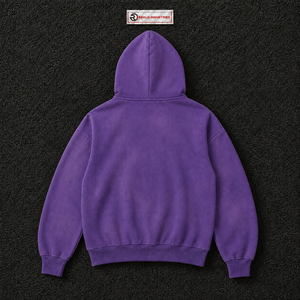 Sudadera con capucha morada personalizada con cremallera, estilo gótico oversize con gráfico de cruz y letras AB, ropa urbana unisex, sudadera con capucha de moda para hombres y mujeres - Product Image 6