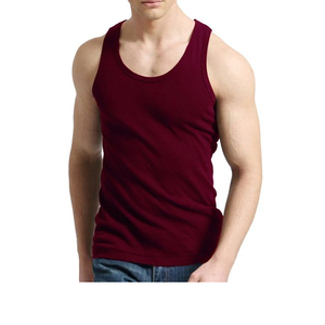 Tank Top High Quality Men's Gym Workout Fitness Streetwear Sleeveless Fit 100% Cotton Ribbed Tank Top Men From - Product Image 3