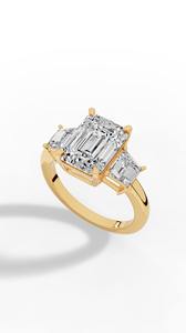 Meilleur prix pour une bague en argent 925 avec trois pierres émeraudes et diamants de laboratoire taillés en baguette fantaisie, fournisseur de bijoux fins en gros OEM - Product Image 6