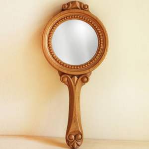 Support de miroir à main en bois de style antique avec cadre sculpté, support de miroir de maquillage pour table de toilette de chambre à coucher - Product Image 4