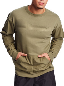 Unisex Oversized Crew Neck Pullover <b>Sweatshirt</b> Solid <b>Black</b> Casual Knitted Long Sleeve Regular Fit <b>Plain</b> Dyed Style - Product Image 6