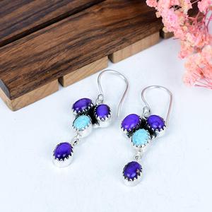 Pendientes de Turquesa Kingman Azul Violeta, Plata de Ley 925, Joyería Boho del Suroeste con Piedras Preciosas, Regalo para Ella - Product Image 2