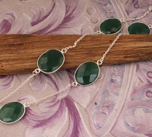 Vintage Green Onyx Luxury Necklace 925 Sterling Silver Handmade Bezel Setting Gemstone Pendant Jewelry Women & Children's <b>Gift</b> - Product Image 2