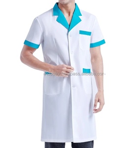 Doctor abrigo largo para hombres veterinario belleza enfermera Scrub abrigo manga corta Chaqueta larga laboratorio investigación ropa de trabajo uniforme médico - Product Image 4