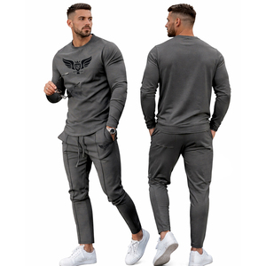 Custom Men Slim Fit Tracksuit <b>Set</b> Long Sleeve T Shirt & <b>Jogger</b> Pants Casual Streetwear Two Piece Outfit Fashion Sport <b>Set</b> - Product Image 1